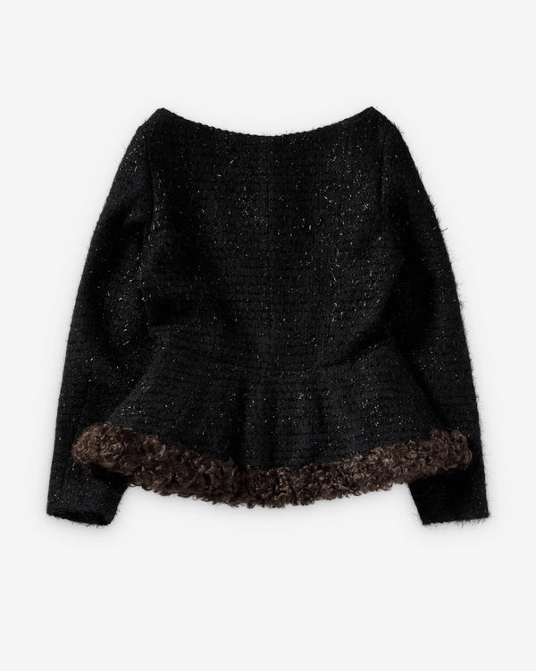 Simone Rocha - Women's Round Sculpt Faux Fur Bustle Jacket - (Black/Brown)