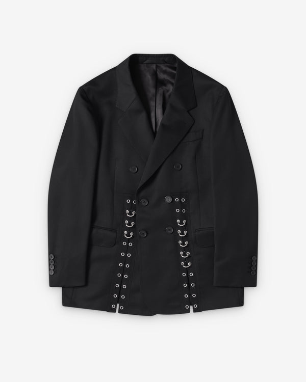 Simone Rocha - Men's Double Breasted Grommet Ring Hem Slice Jacket - (Black)