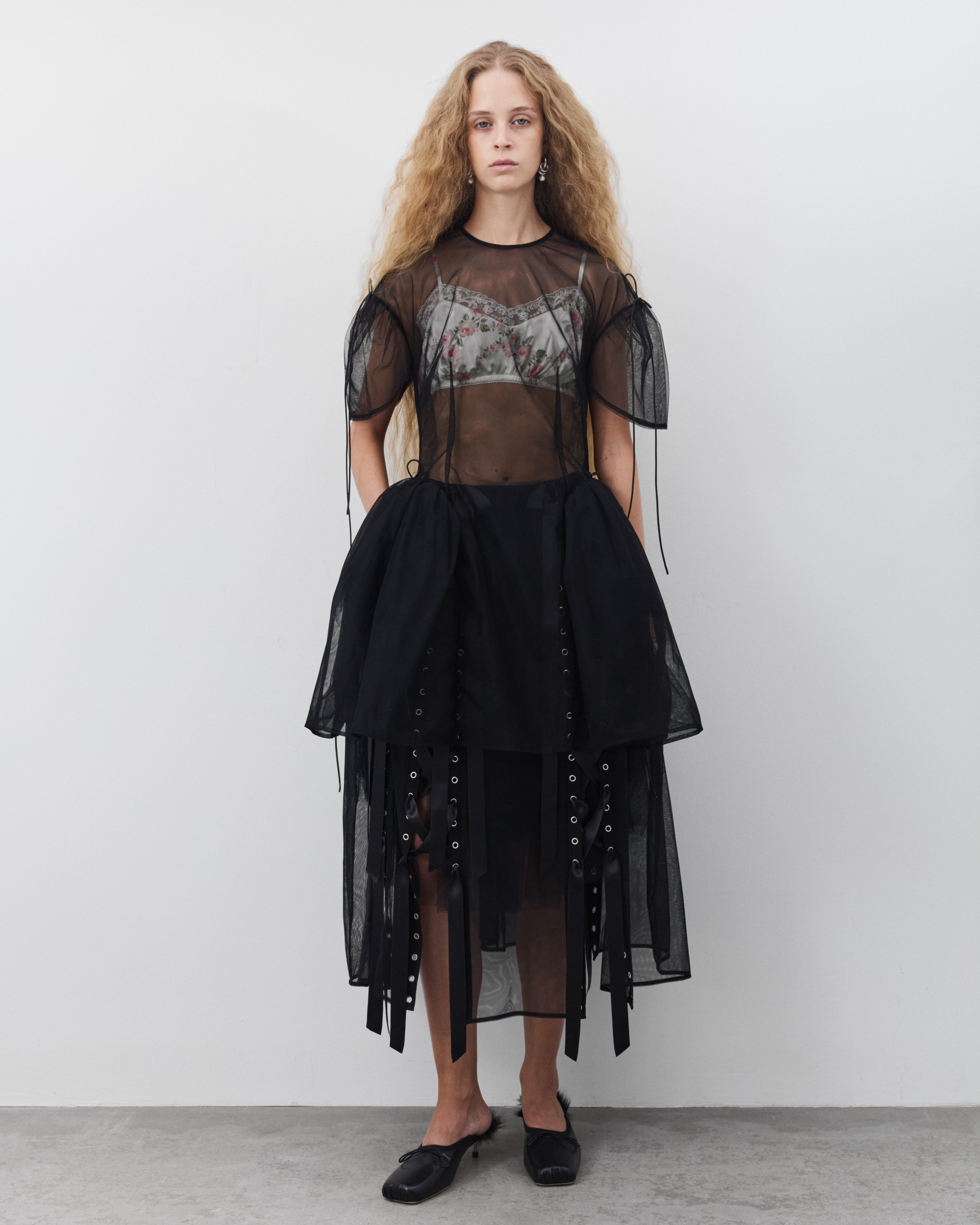 Simone Rocha: Women's Mini Puff Sleeve Dress (Black) | DSMNY E-SHOP