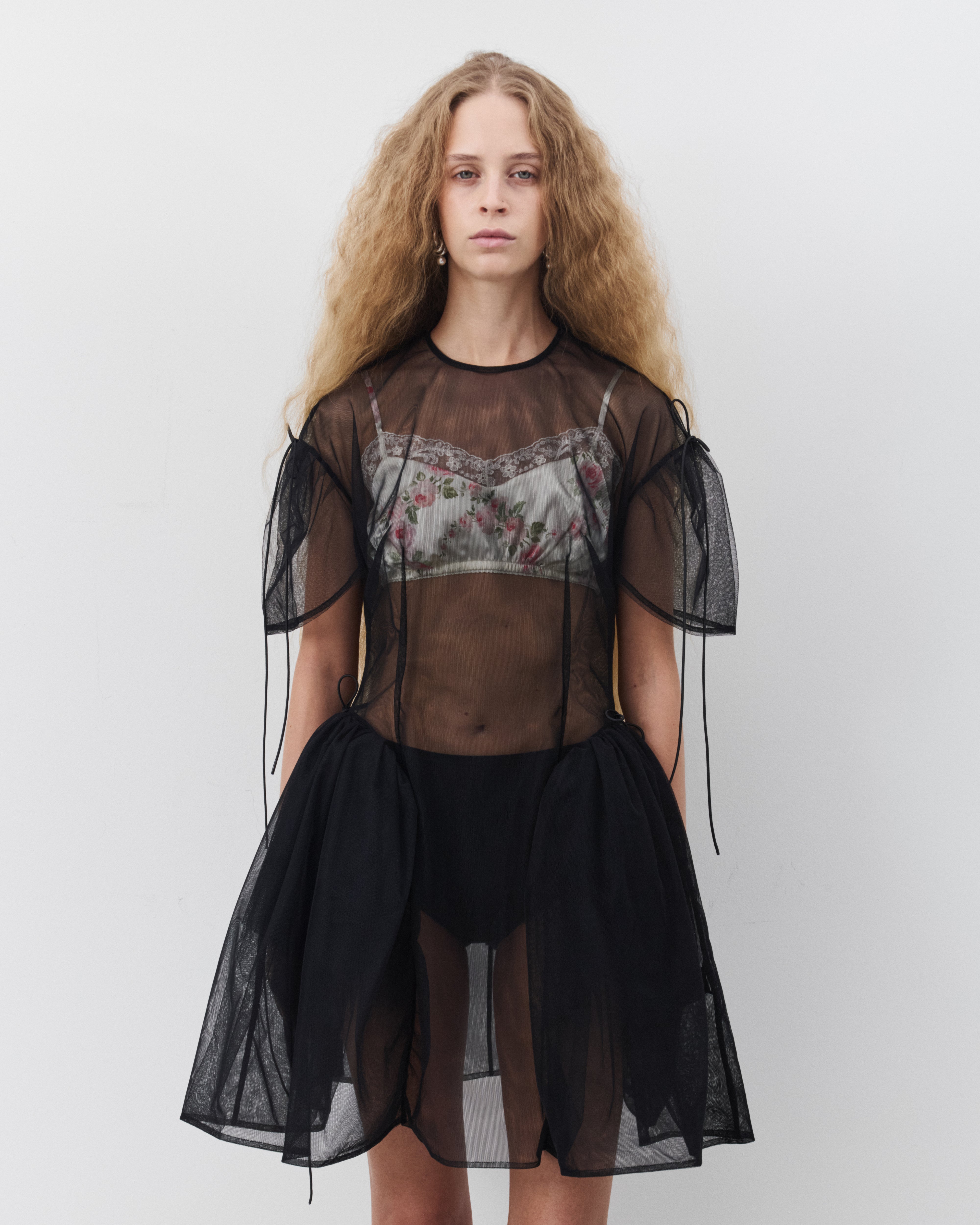 Simone Rocha: Women's Mini Puff Sleeve Dress (Black) | DSMNY E-SHOP