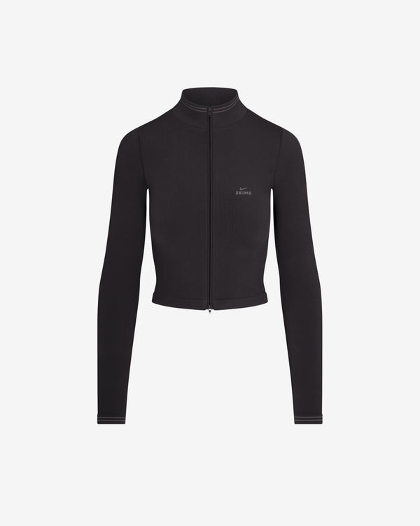 NikeSKIMS - Women's Ribbed Seamless Cropped Full-Zip Jacket - (Obsidian/Armor)
