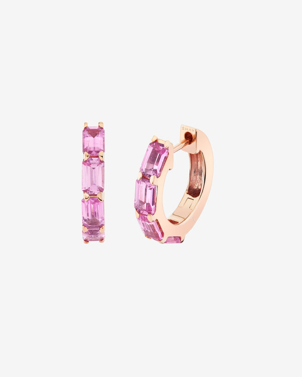 Shay - Women's Pink Sapphire Bezel Huggies - (Rose Gold)