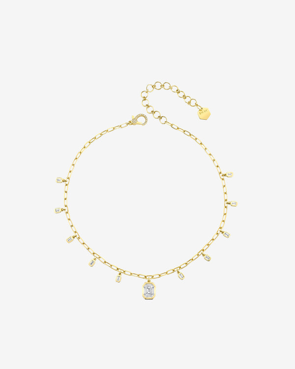 Shay - Women's Diamond Illusion Baguette Drop Choker - (Yellow Gold)