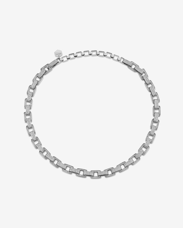 Shay - Women's Deco Link Necklace - (White Gold)