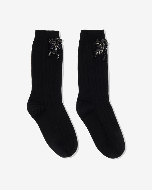 Simone Rocha - Women's Pearl And Crystal Ankle Sock - (Black Jet)
