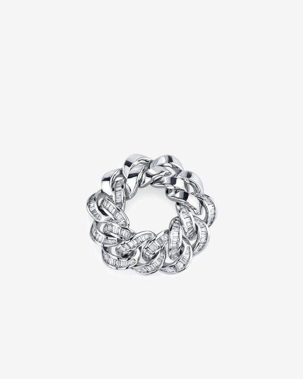 Shay - Women's Partial Baguette Essential Link Ring - (White Gold)