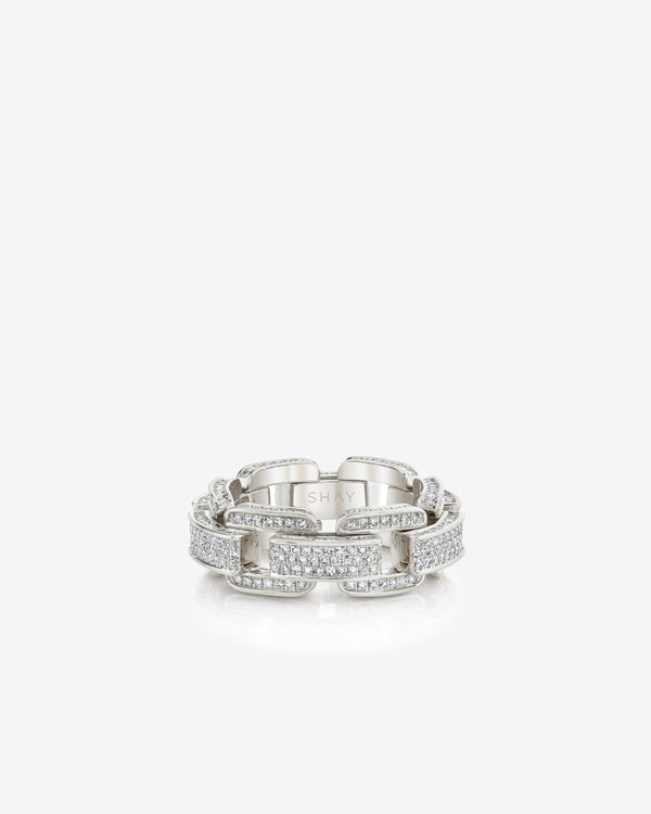 Shay - Women's Deco Link Ring - (White Gold)