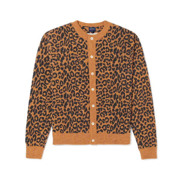 Noah - Men's Leopard Cardigan Sweater - (Leopard)