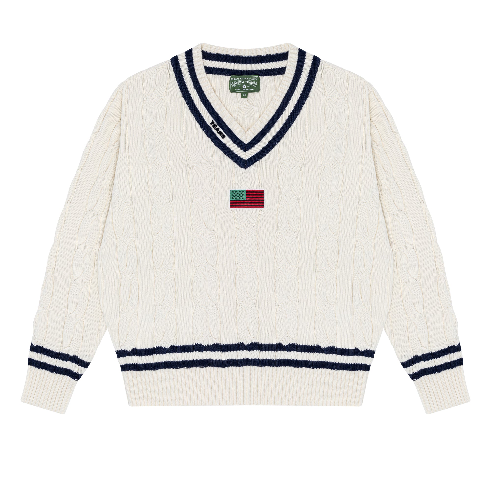 Denim Tears - Pan-African Flag Cricket Sweater - (White) view 1
