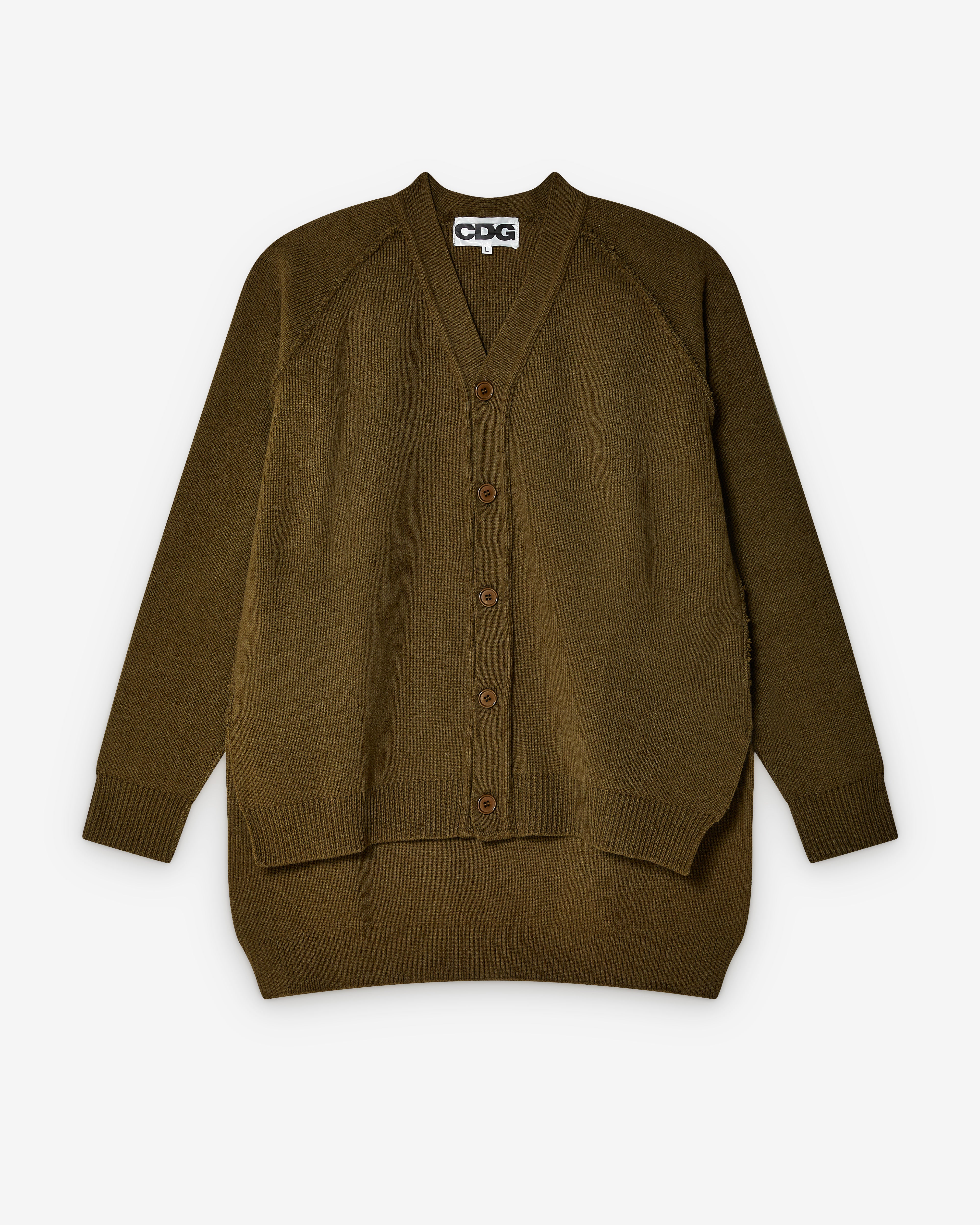 CDG: Outside Seam Cardigan (Khaki) | DSMNY E-SHOP