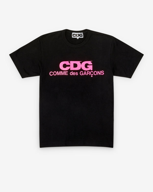 CDG - Fluo Color Logo Tee - (Black/Pink)