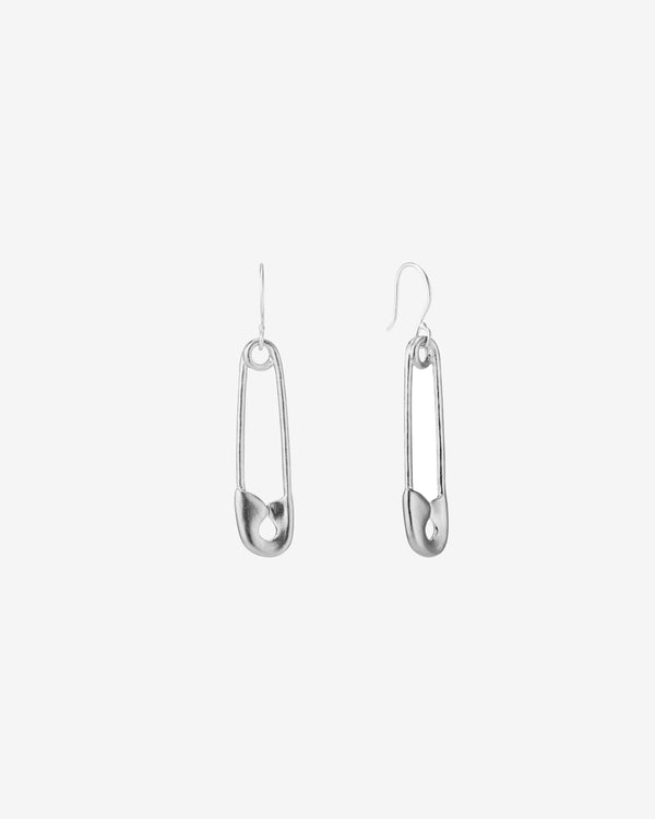 Mene - Safety Pin Drop Earrings - (Platinum)