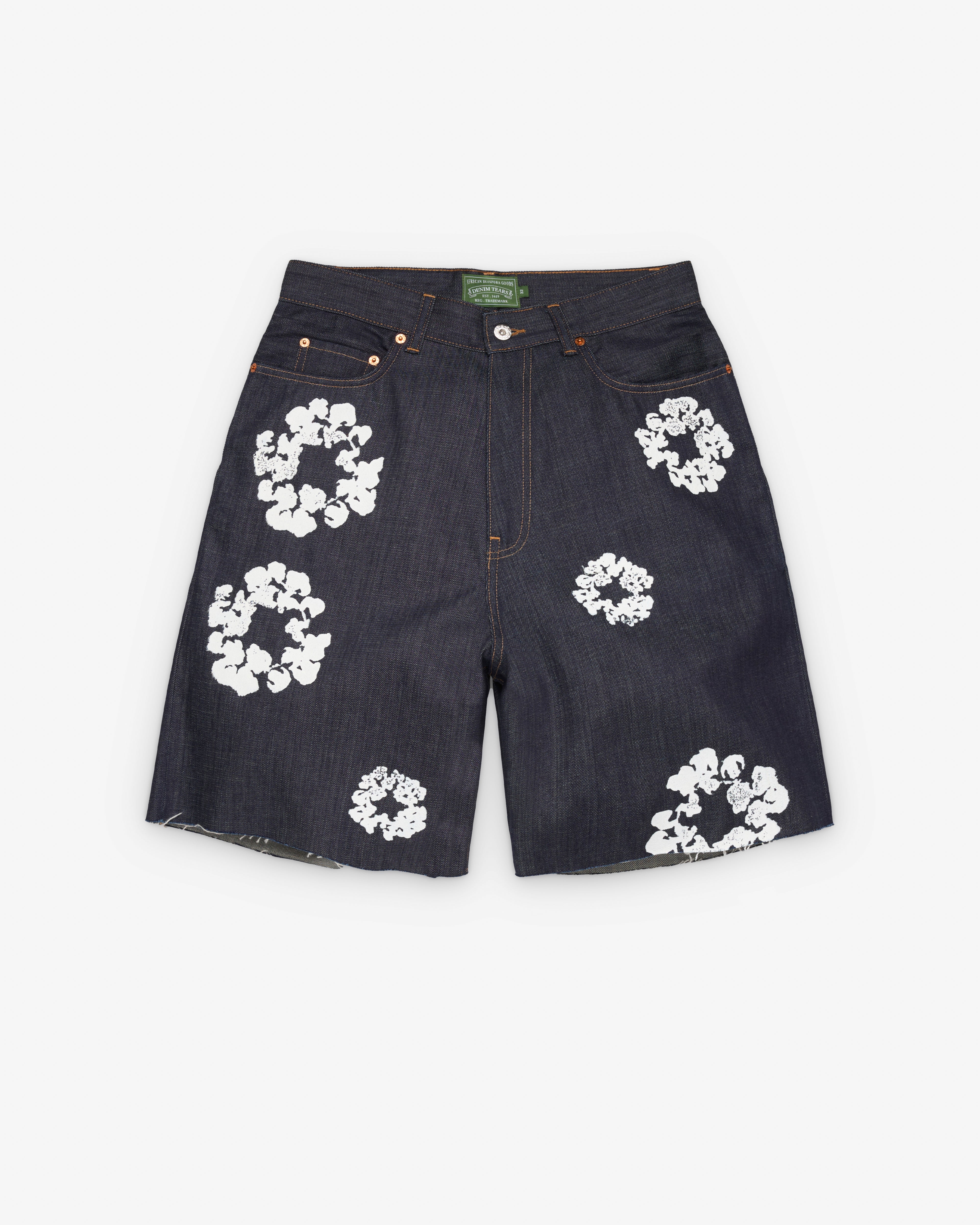 Denim Tears: Men's Cotton Wreath Denim Shorts (Selvedge) | DSMNY E