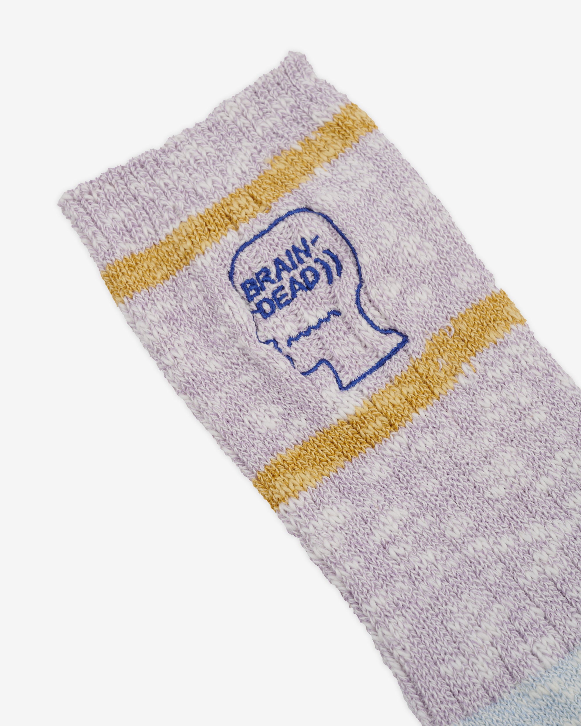 Brain Dead - Men's Slub 2 Stripes Crew Sock - (Light Blue) view 2, Click to Zoom in