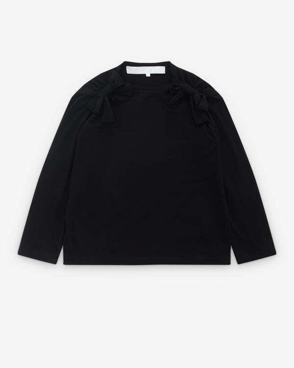 Tao - Women’s Bow Applique Long Sleeve Top - (Black)