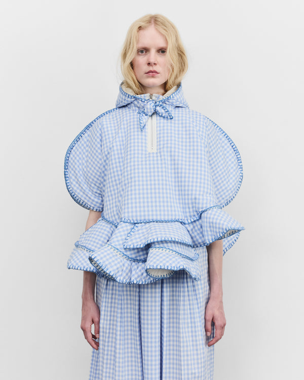 Tao - Women's Hooded Gingham Jacket - (Sax/White)