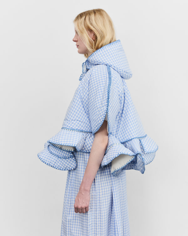 Tao - Women's Hooded Gingham Jacket - (Sax/White)