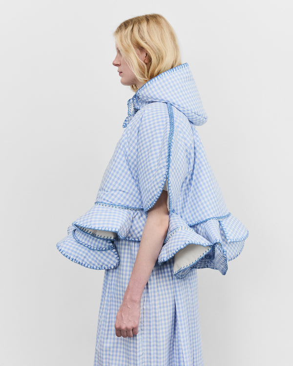 Tao - Women's Hooded Gingham Jacket - (Sax/White)