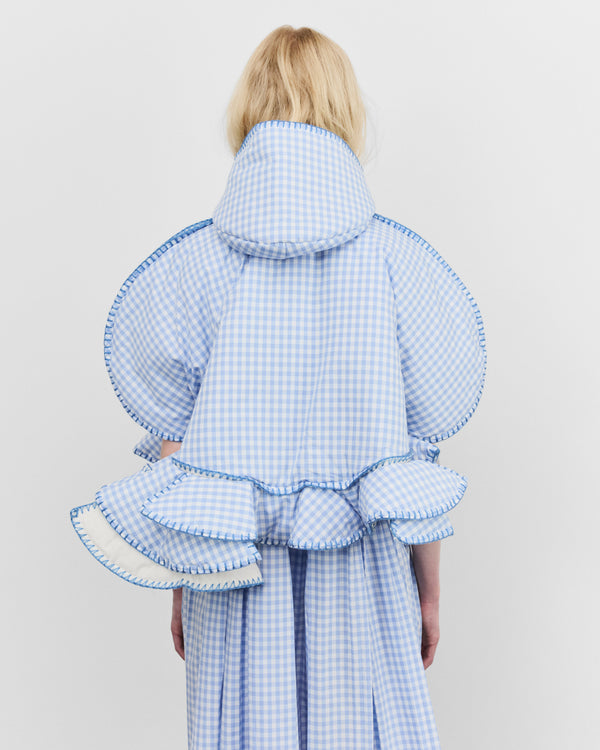 Tao - Women's Hooded Gingham Jacket - (Sax/White)