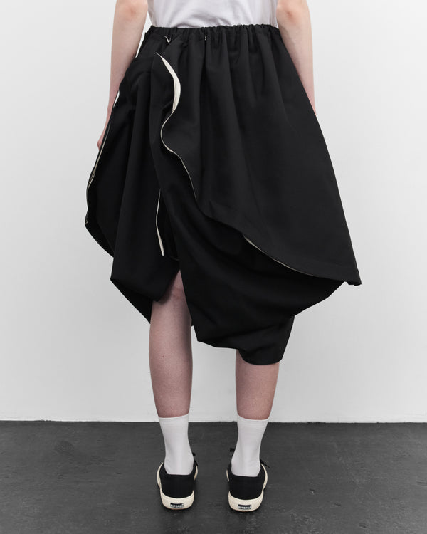 Tao - Women's Asymmetric Gathered Skirt - (Black)