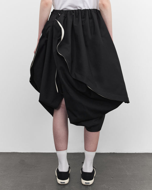 Tao - Women's Asymmetric Gathered Skirt - (Black)