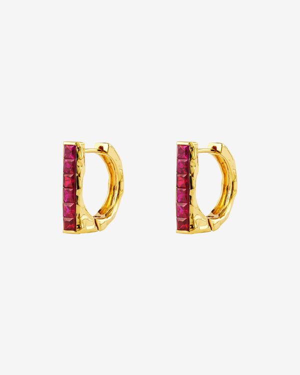 Patcharavipa - Women's Ruby Track Earrings - (Yellow Gold)