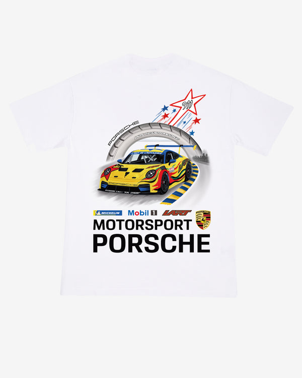 L'Art de l'Automobile - Men's Porsche GT3 Cup Brazil Low Neck T-Shirt - (White)