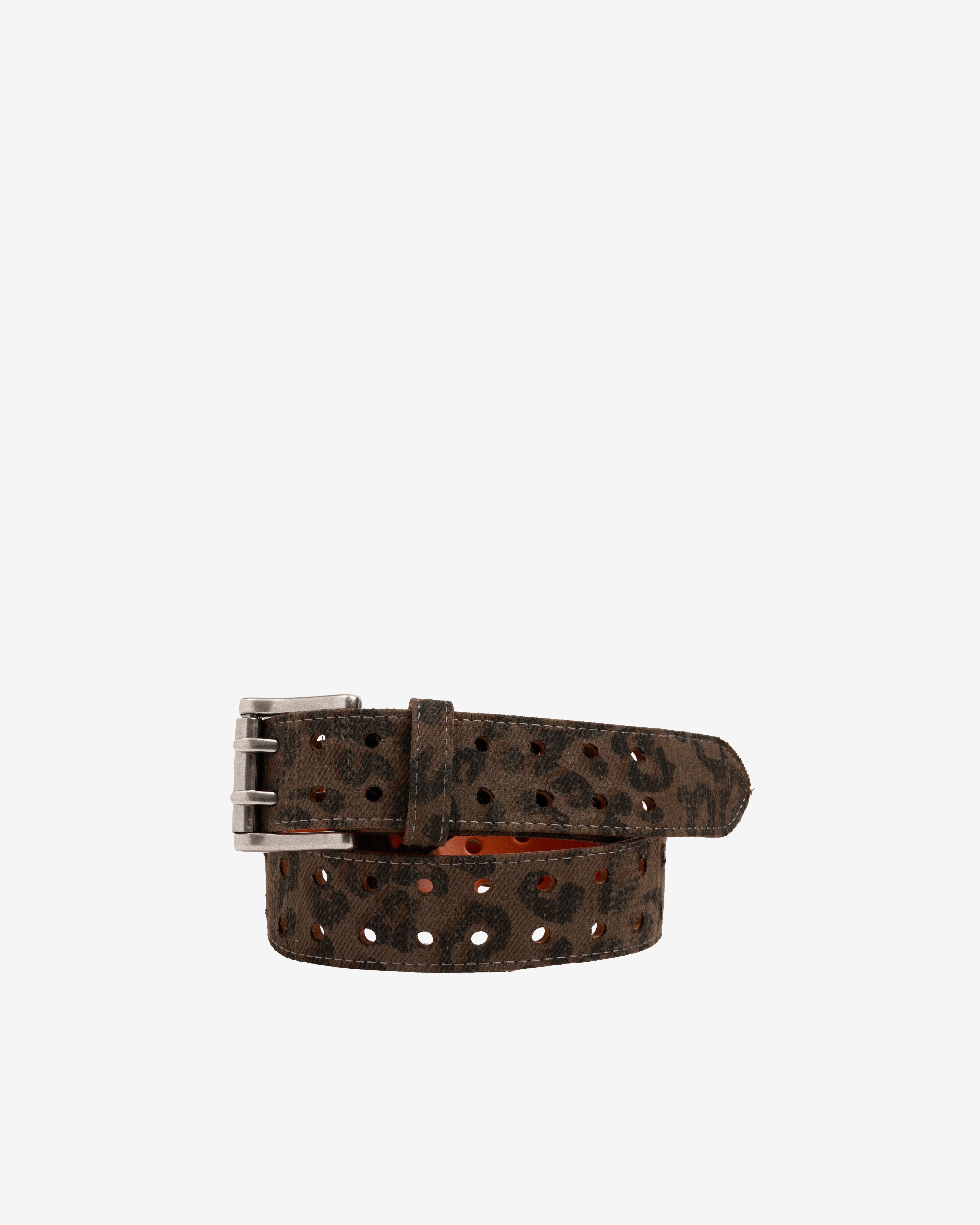 Fugazi: Men's Textured Double Prong Belt (Leopard) | DSMNY E-SHOP