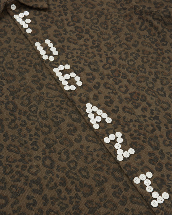 Fugazi - Men's Textured Letter Button Up - (Leopard)