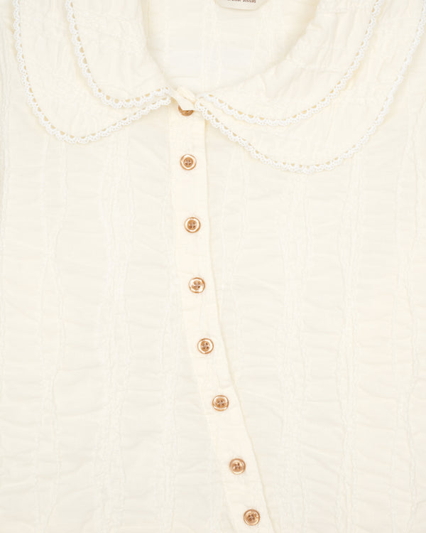 Brain Dead - Women's Twisted Seersucker Button Up Shirt - (Cream)