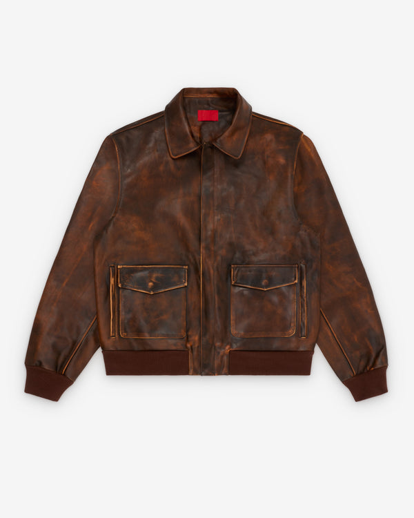 Fugazi - Men's Sheepskin Bomber - (Brown)
