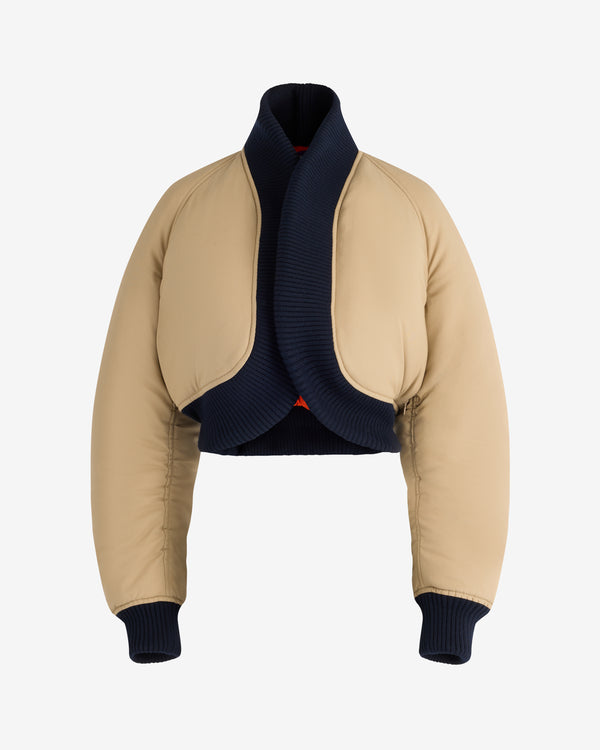 Jean Paul Gaultier - Women's Round Ribbed Bomber Jacket - (Light Beige)