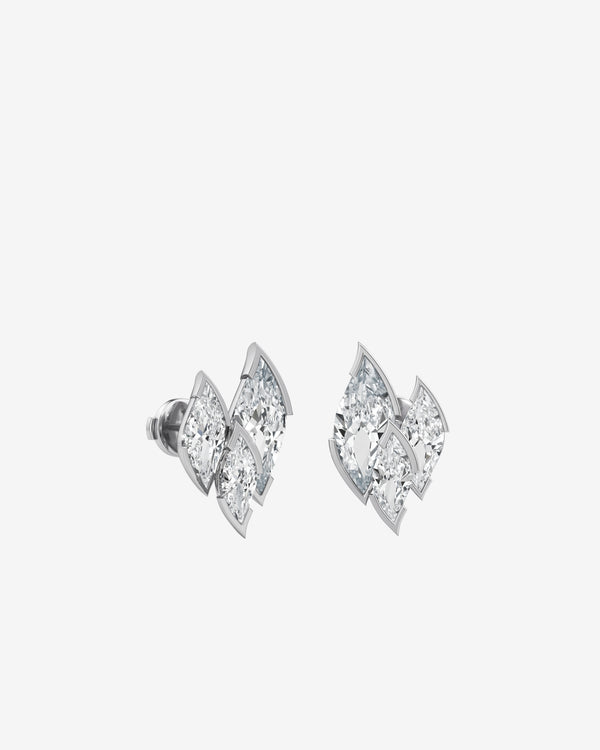 Unsaid - Flame Diamond Stud Earrings - (White Gold)