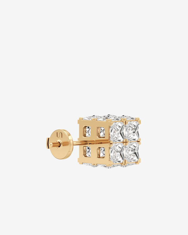 Unsaid - Women's Armor Cube Diamond Stud Earrings - (Yellow Gold)