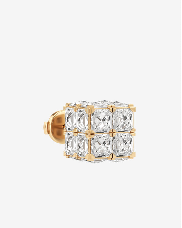 Unsaid - Women's Armor Cube Diamond Stud Earrings - (Yellow Gold)