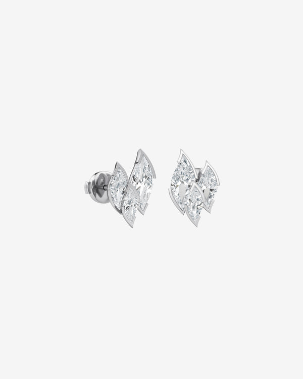 Unsaid - Women's Flame Stud Earrings - (White Gold)