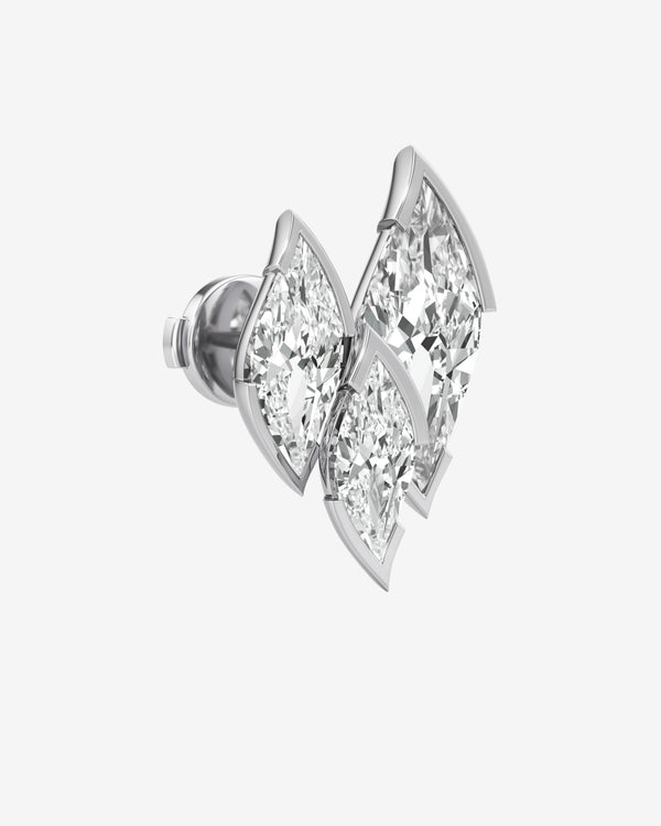 Unsaid - Flame Diamond Stud Earrings - (White Gold)