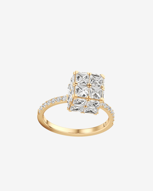 Unsaid - Women's Armor Cube Diamond Pavé Ring - (Yellow Gold)