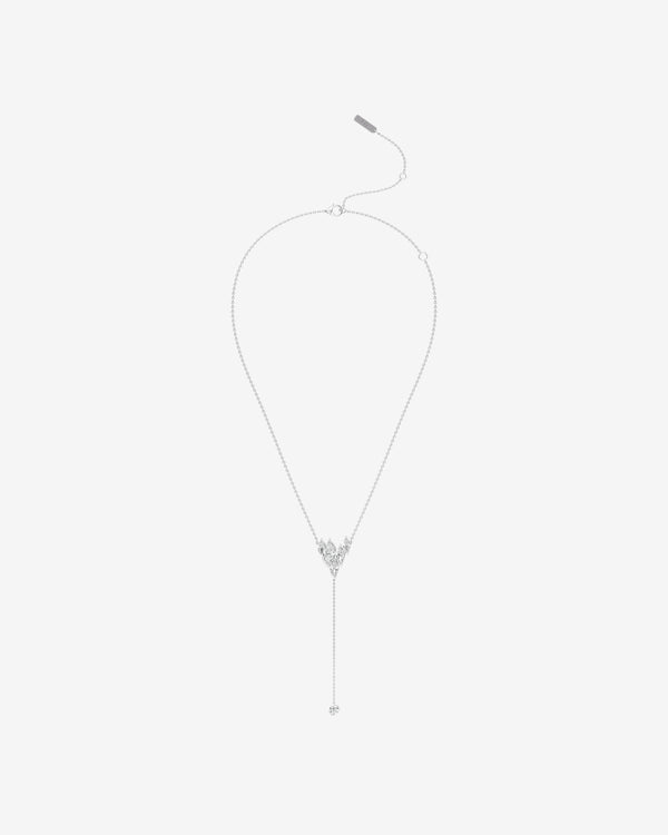 Unsaid - Women's Flame Lariat Necklace - (White Gold)