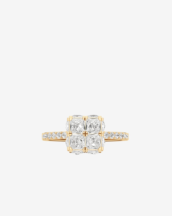 Unsaid - Women's Armor Cube Diamond Pavé Ring - (Yellow Gold)