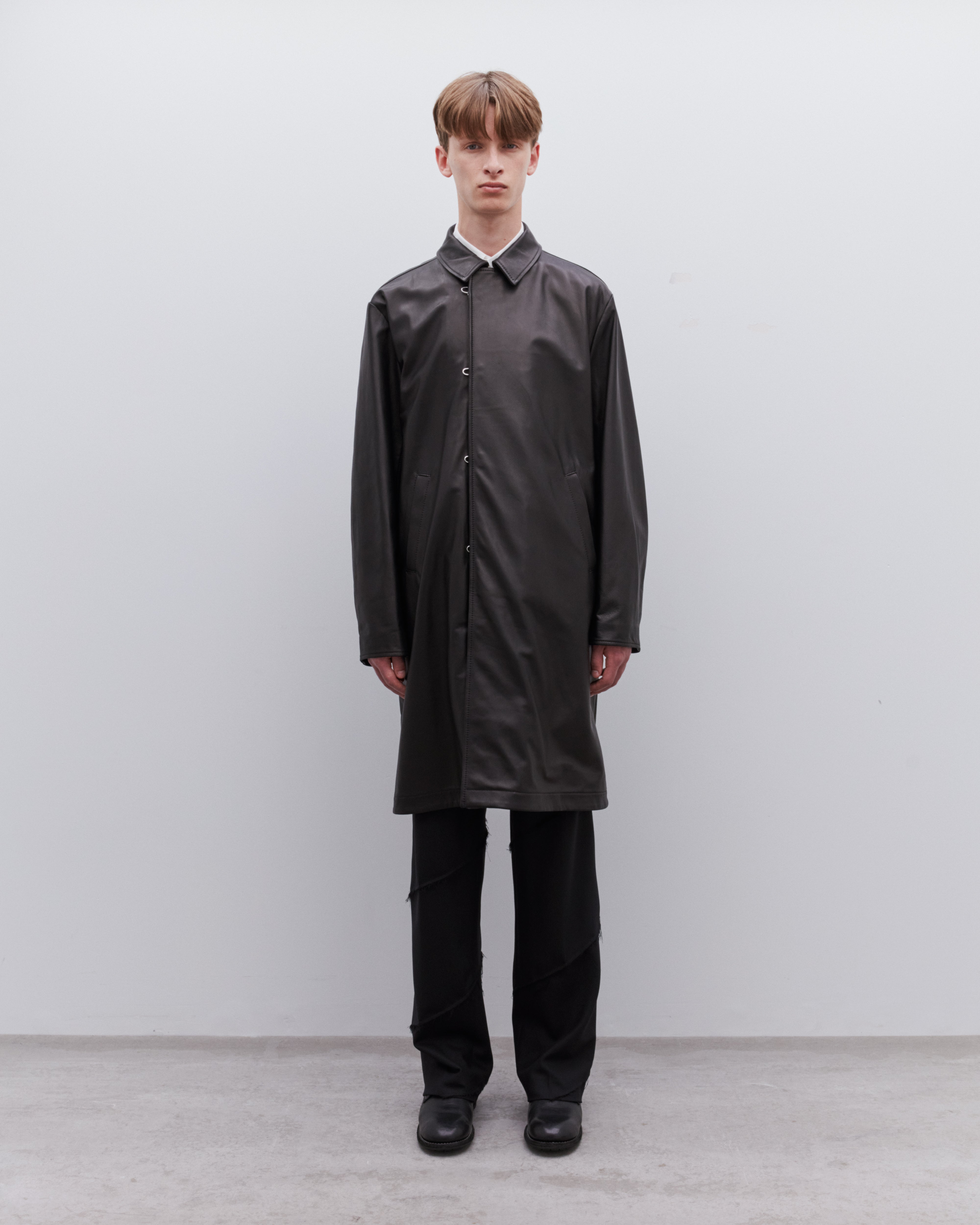 Undercover: Men's Leather Coat (Black) | DSMNY E-SHOP