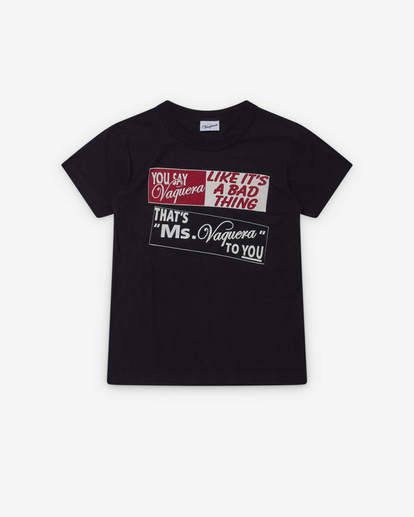 Vaquera - Women's Bumper Sticker T Shirt - (Black)