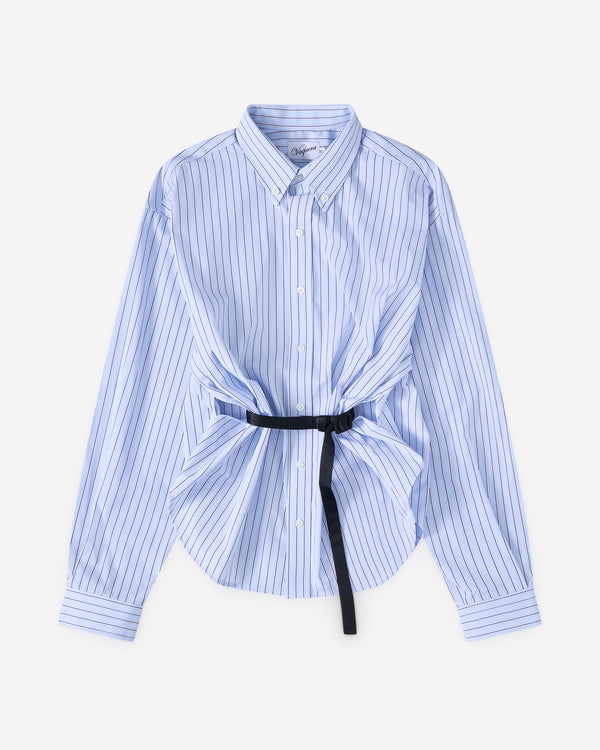 Vaquera - Women's Belted Button Down Shirt - (Blue Stripe)
