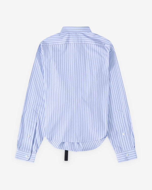 Vaquera - Women's Belted Button Down Shirt - (Blue Stripe)