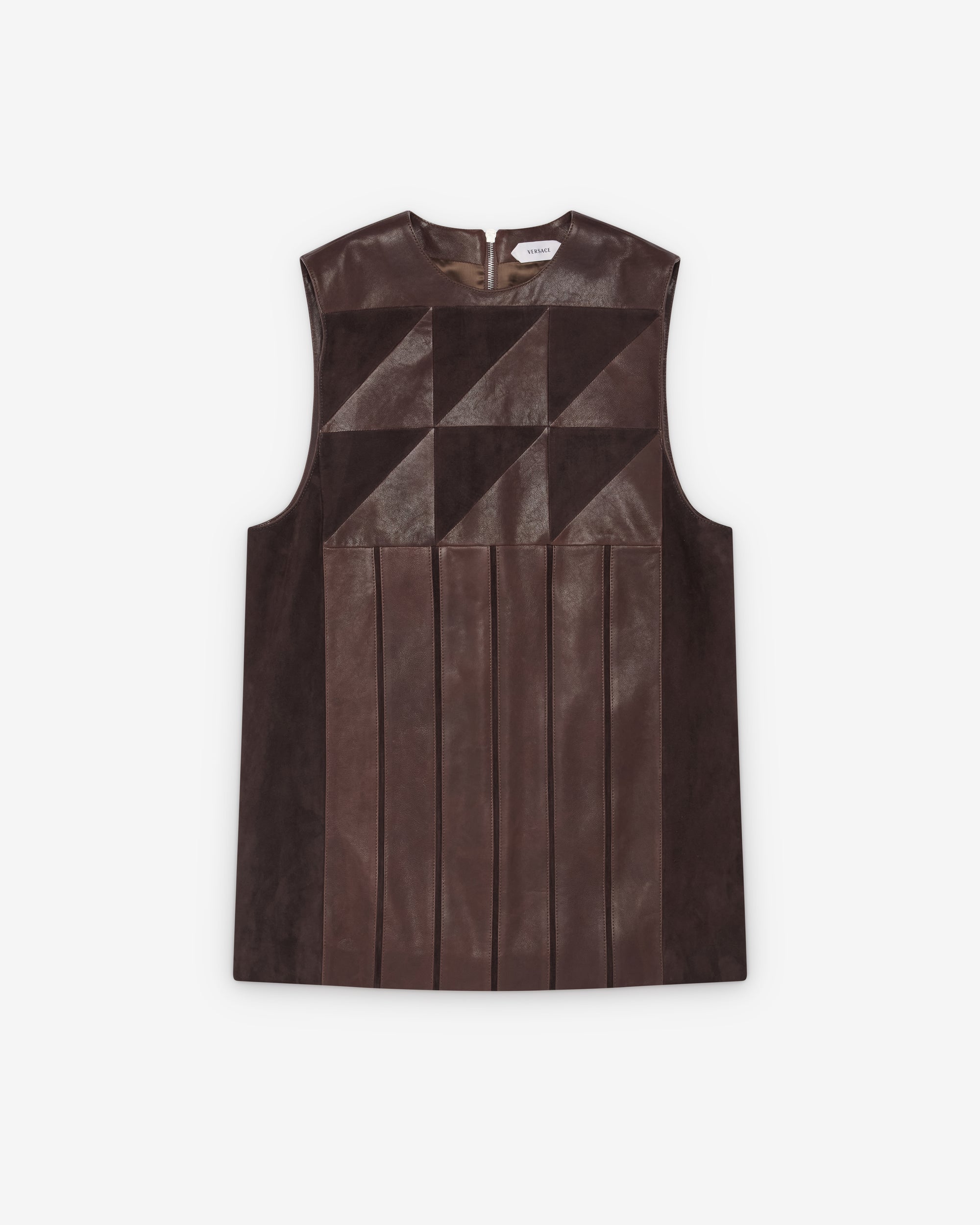 Versace: Women's Leather Patchwork Mini Dress (Brown)