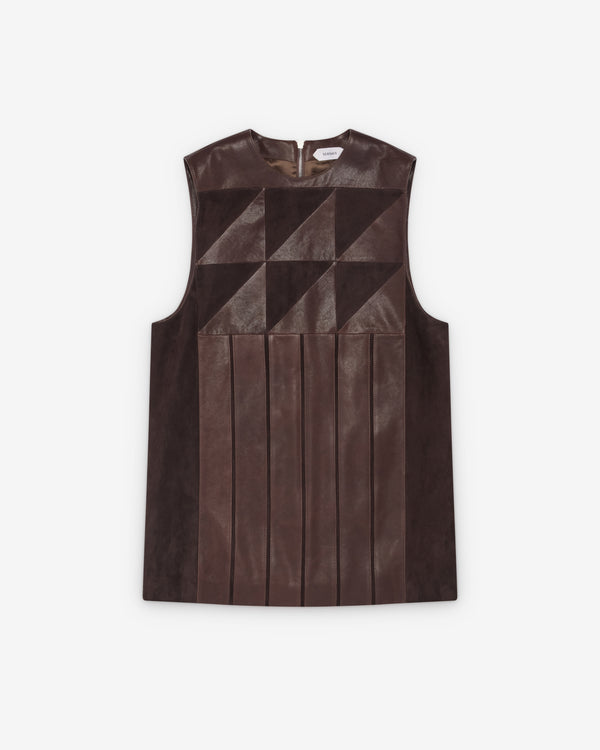 Versace - Women's Leather Patchwork Mini Dress - (Brown)