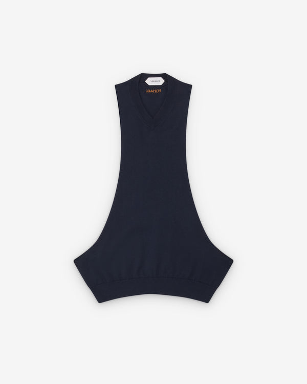 Versace - Women's Cotton-Cashmere Knit Tank Top - (Navy)