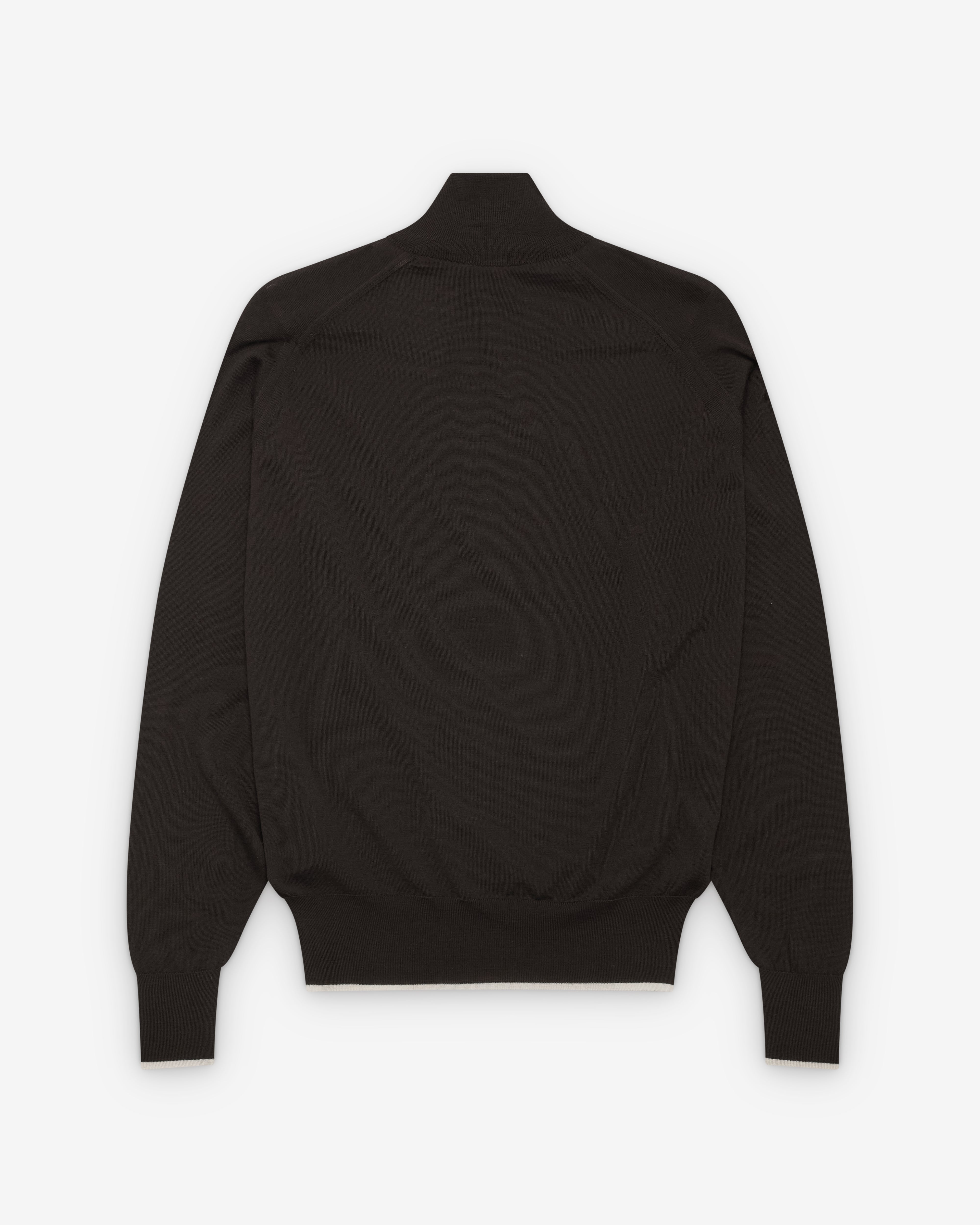 Wales Bonner: Men's Park Quarter-Zip Jumper (Dark Brown) | DSMNY E