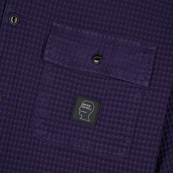 Brain Dead - Men's Waffle Button Front Shirt - (Navy)