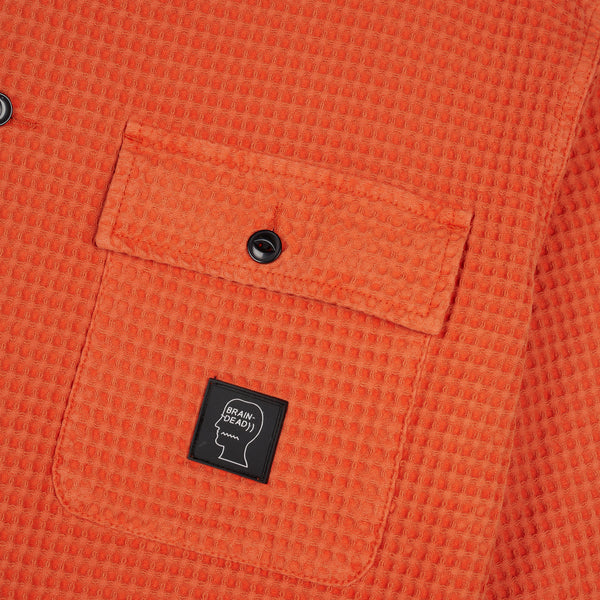 Brain Dead - Men's Waffle Button Front Shirt - (Terracotta)